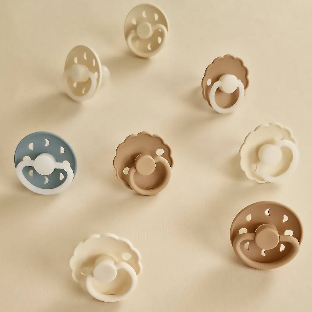 Pacifier Moon Night - 2 Pack - Stone Blue & Cream - Petit Filippe