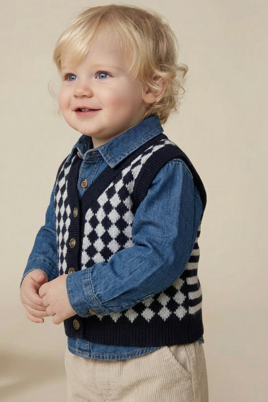 Preppy Spencer - Merino Wool - Night Blue - Petit Filippe