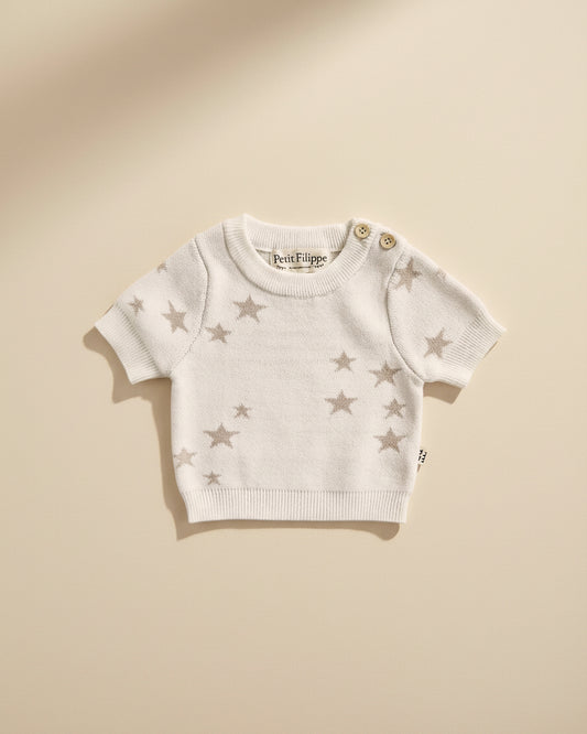 Starry Sweater - Short Sleeve - Cotton - Ivory - Petit Filippe