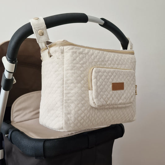 Quilted Stroller & Crossbody Bag - Natural Linen/Cotton Blend - Petit Filippe