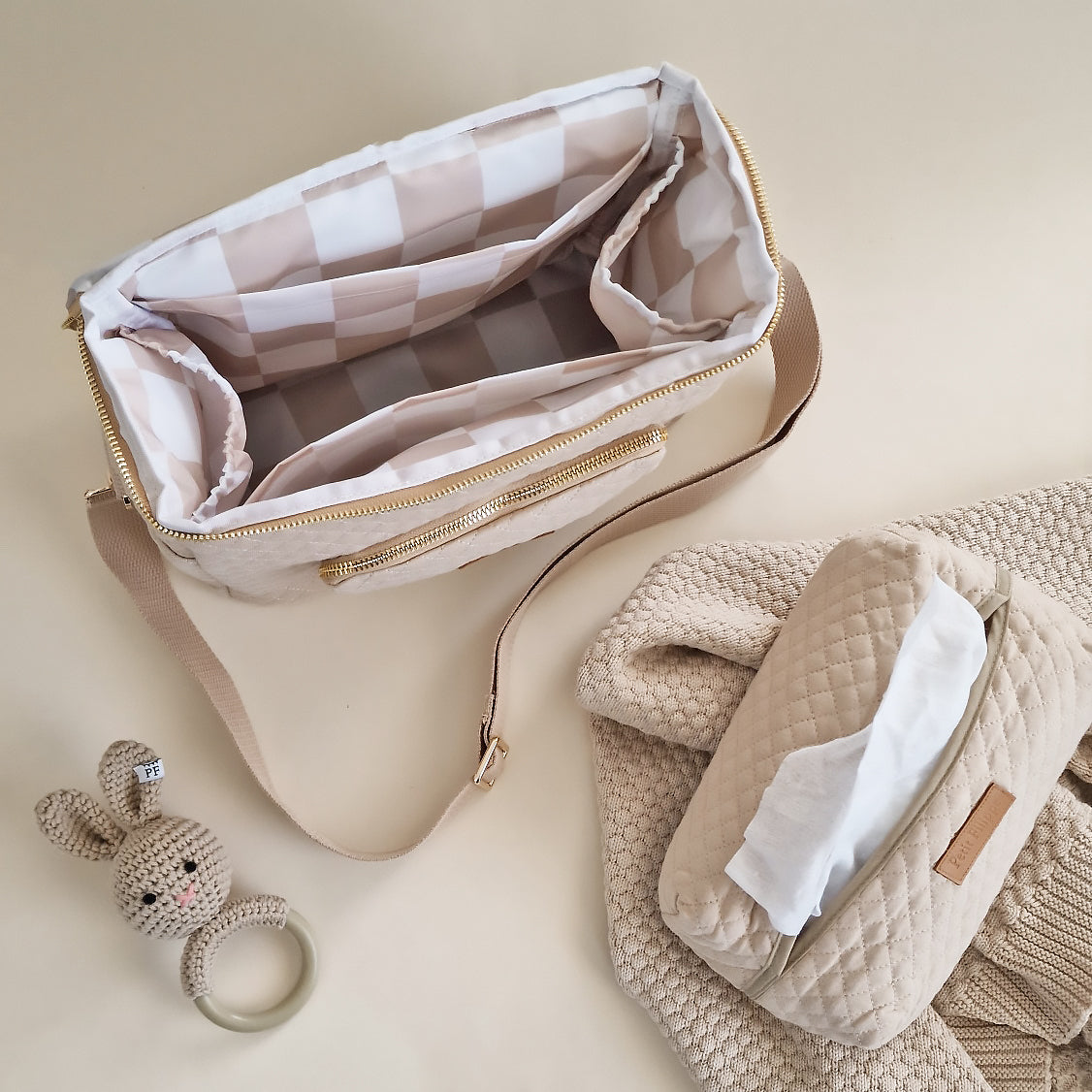 Quilted Stroller & Crossbody Bag - Oatmeal - Petit Filippe