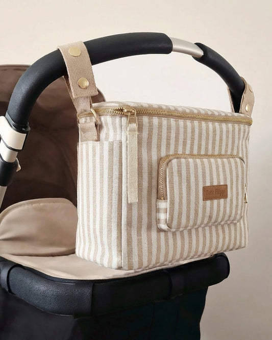 Canvas Stroller & Crossbody Bag - Oatmeal Striped - Petit Filippe