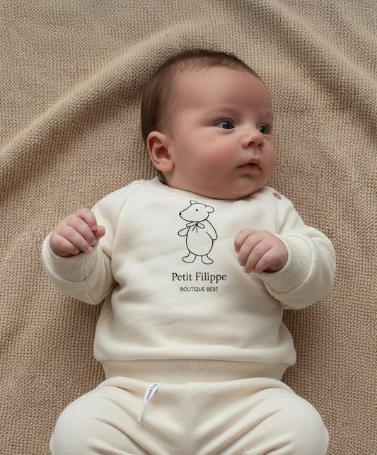 Sweatshirt - Teddy Bear - Ecru - Petit Filippe