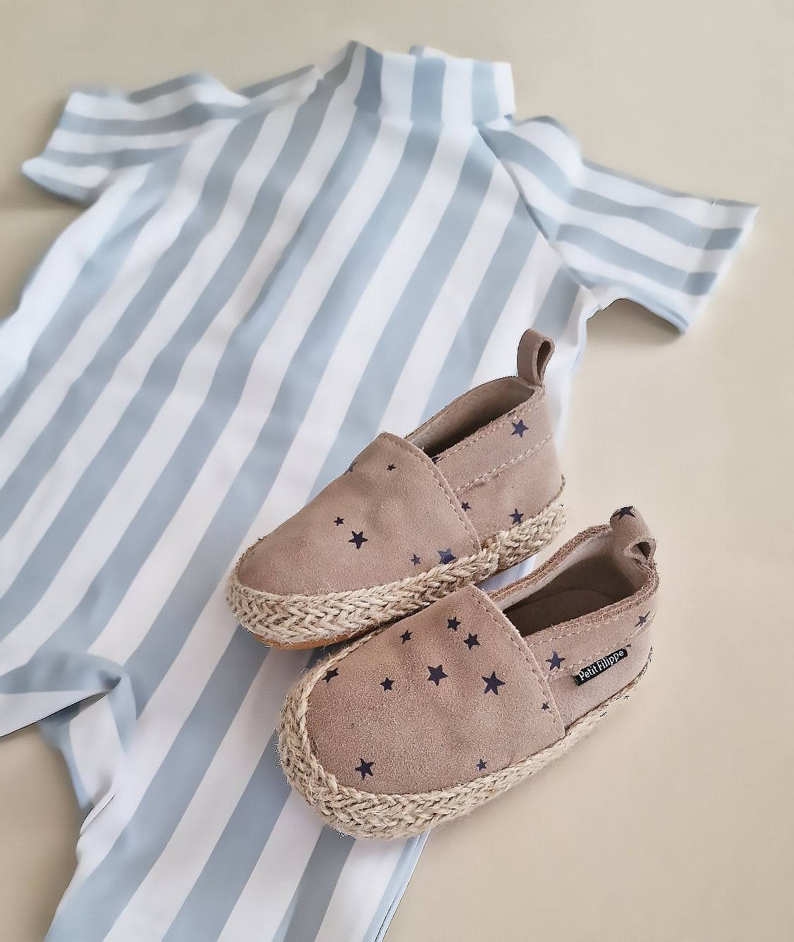 Baby Swim Playsuit - UPF50+ - Misty Blue Stripes - Petit Filippe