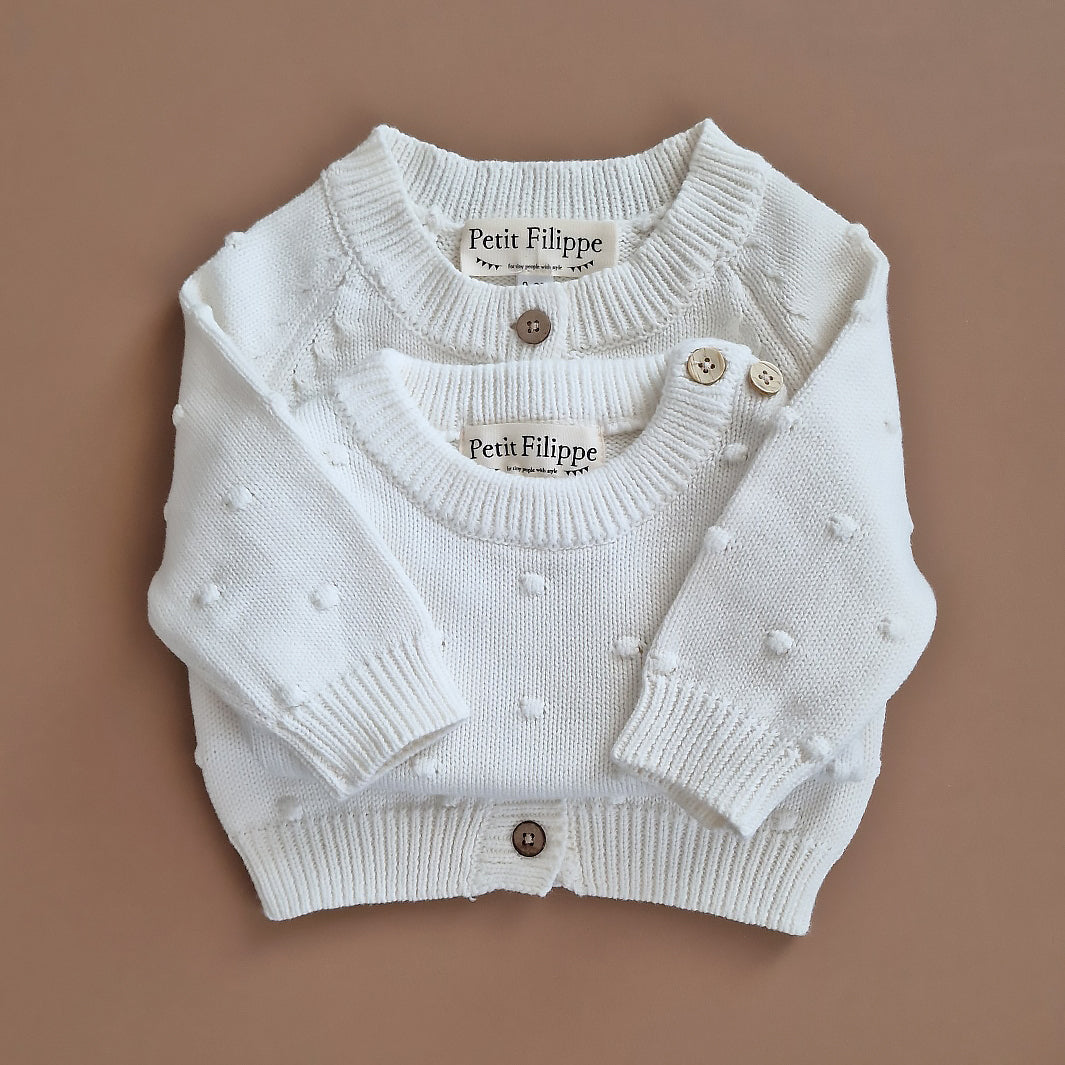 Dotted Sweater - Short Sleeve - Cotton - Ivory - Petit Filippe