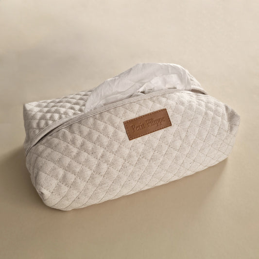 Baby Wipes Cover - Natural Linen/Cotton Blend - Petit Filippe