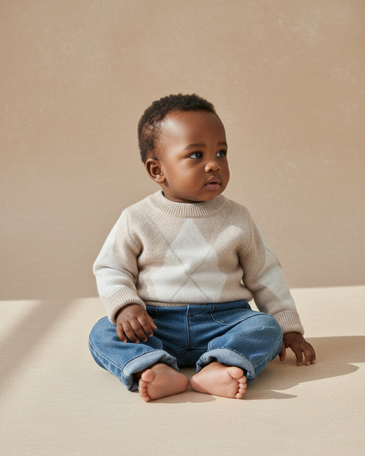 COMING SOON - Argyle Sweater - Merino Wool - Oat
