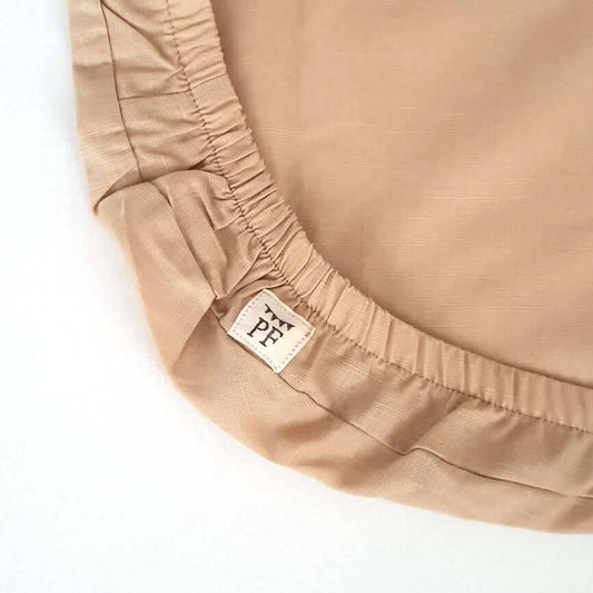 76 x 43 cm - Linen Fitted Sheet to fit our Moses Basket Mattress - Sand - Petit Filippe