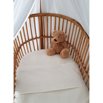 88 x 47 cm - Linen Fitted Sheet to fit our Rattan Bassinet Mattress - White - Petit Filippe