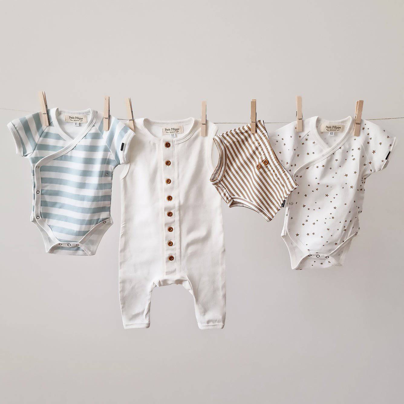 Baby Bodysuit - Short Sleeves - Stars - Petit Filippe