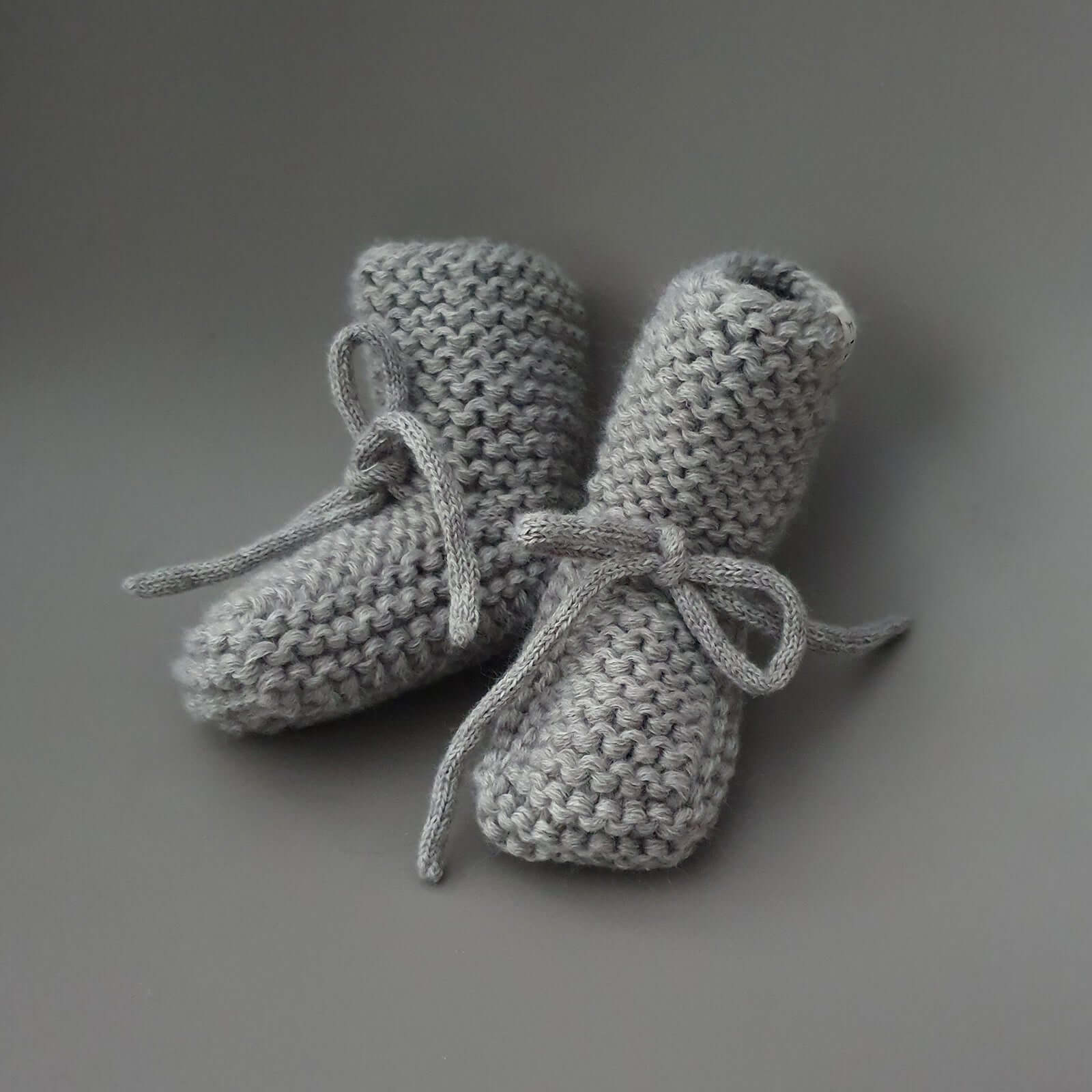 Baby Knitted Booties Grey – Petit Filippe - Main Image