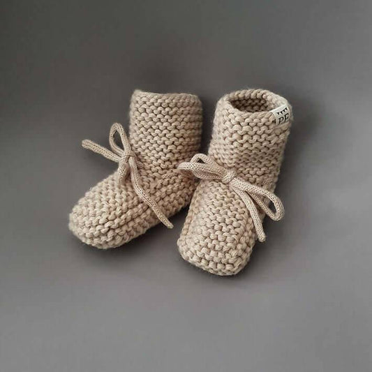 Baby - Knitted Booties - Oatmeal - Petit Filippe