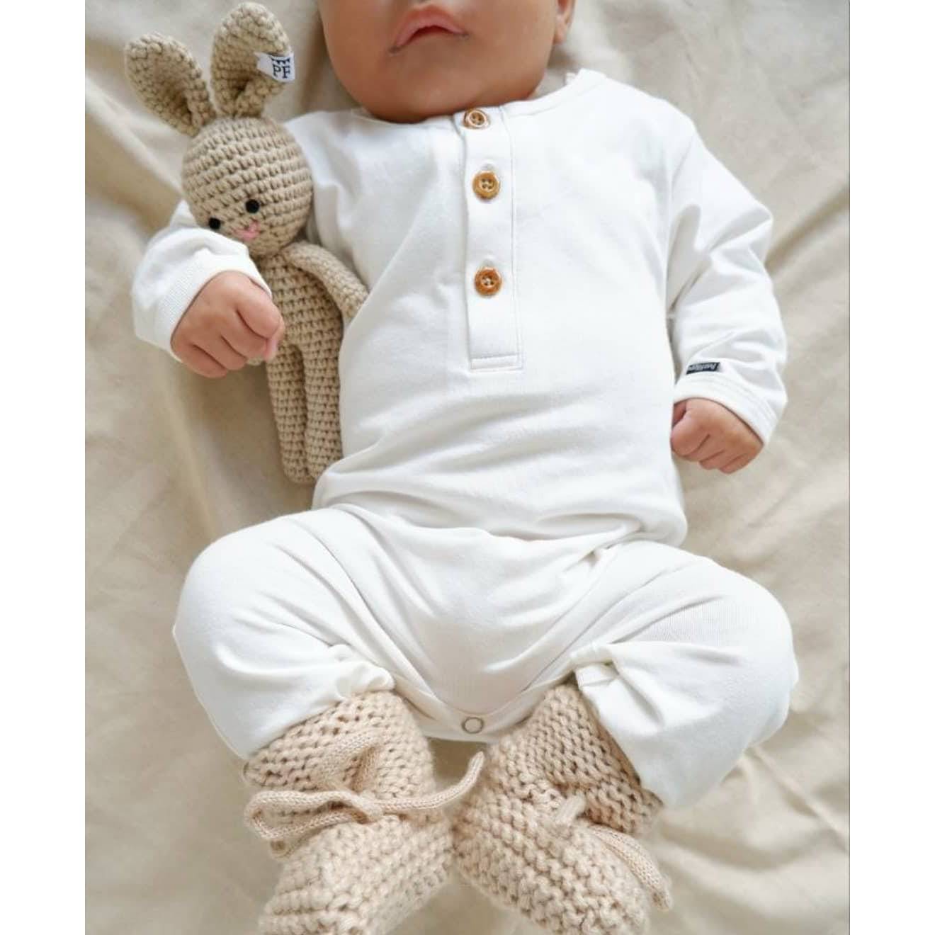 Baby - Knitted Booties - Oatmeal - Petit Filippe