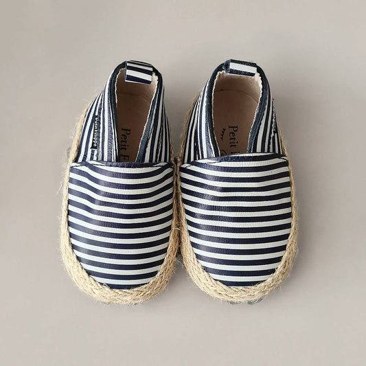 Baby - Leather Espadrilles - Breton Stripes - Petit Filippe