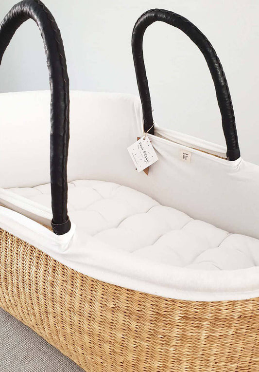 Cotton Moses Basket Liner - Off-White - Petit Filippe