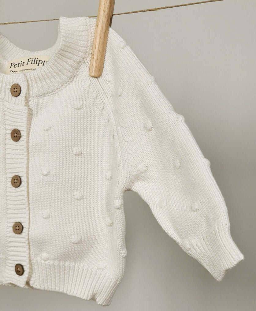 Dotted Cardigan - Cotton - Ivory - Petit Filippe
