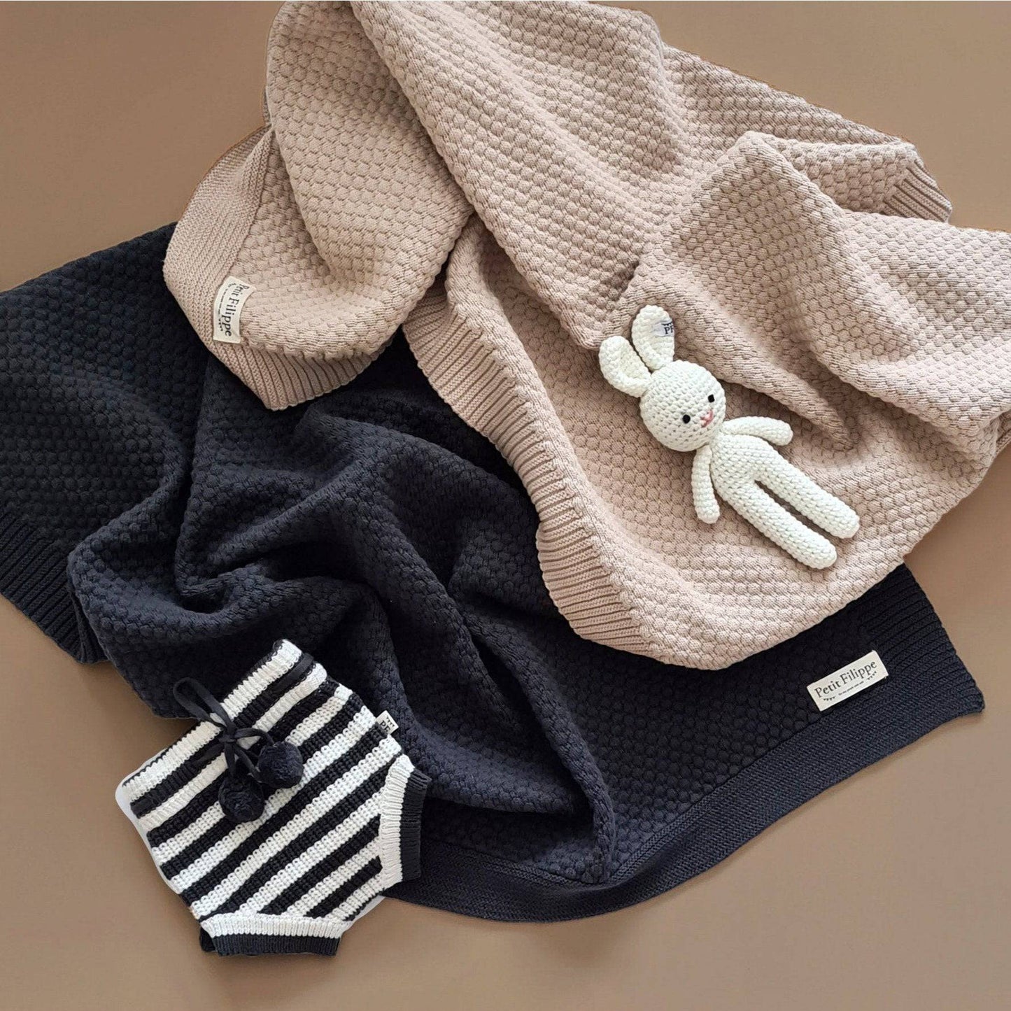 Knitted Blanket - Cotton - 100 x 70 cm - Graphite - Petit Filippe