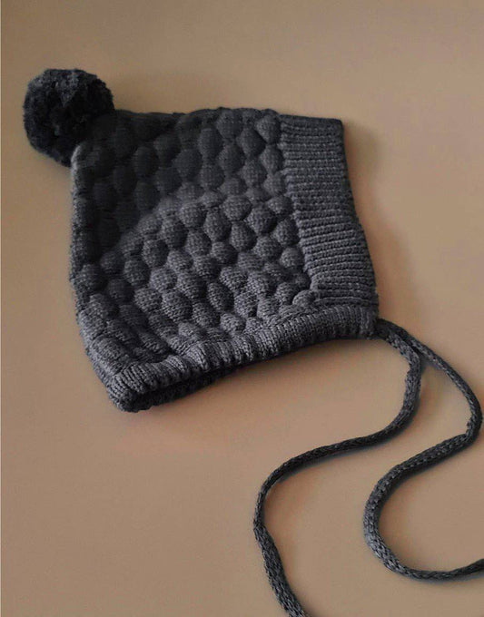 Knitted Bonnet - Cotton - Graphite - Petit Filippe