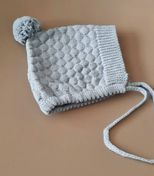 Knitted Bonnet - Cotton - Misty Blue - Petit Filippe