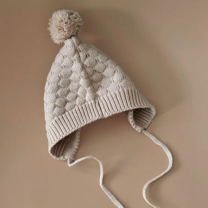 Knitted Bonnet - Cotton - Oatmeal - Petit Filippe