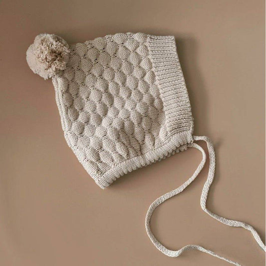 Knitted Bonnet - Cotton - Oatmeal - Petit Filippe