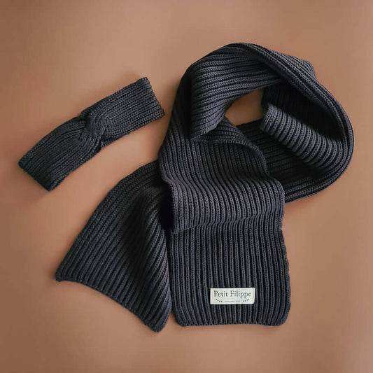 Knitted Headband - Cotton - Graphite - Petit Filippe