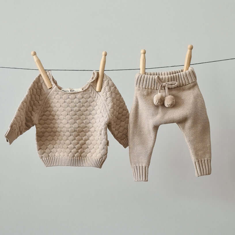 Knitted Pants - Cotton - Oatmeal - Petit Filippe