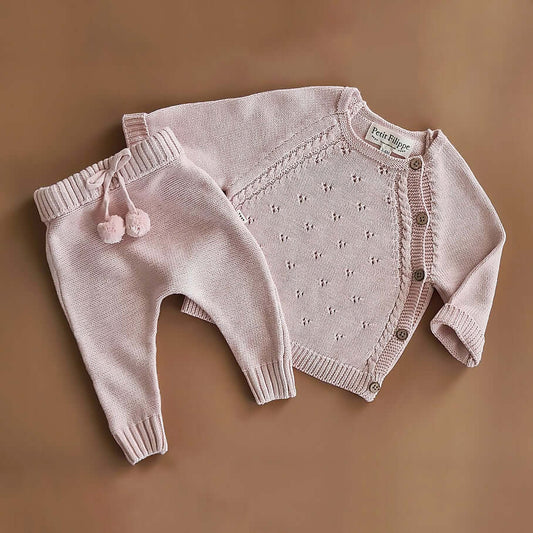 Knitted Pants - Cotton - Peony Pink - Petit Filippe