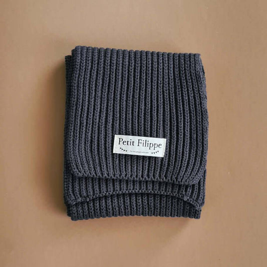 Knitted Scarf - Cotton - Graphite - Petit Filippe
