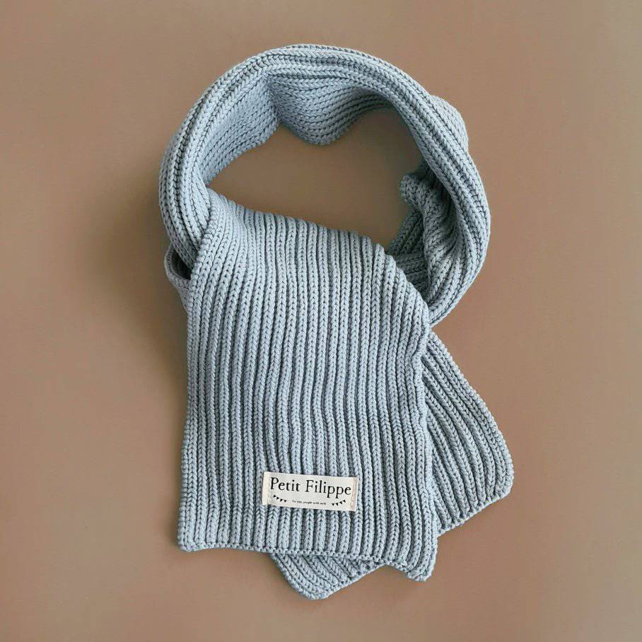 Knitted Scarf Cotton Misty Blue – Petit Filippe