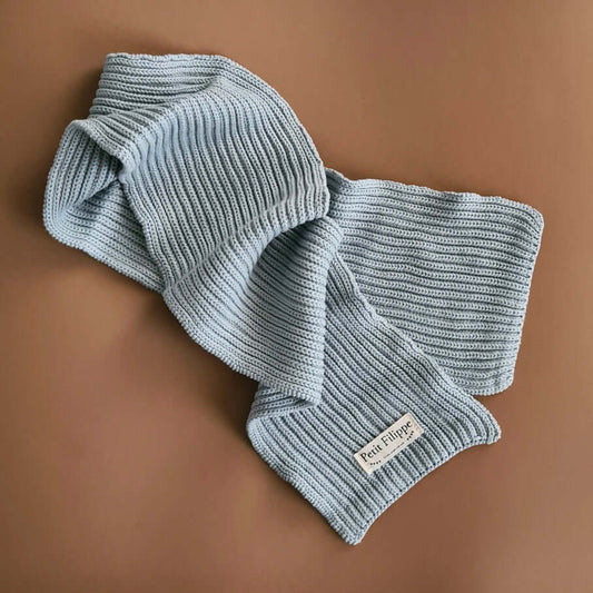 Knitted Scarf - Cotton - Misty Blue - Petit Filippe