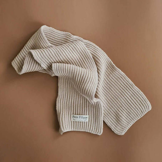 Knitted Scarf - Cotton - Oatmeal - Petit Filippe