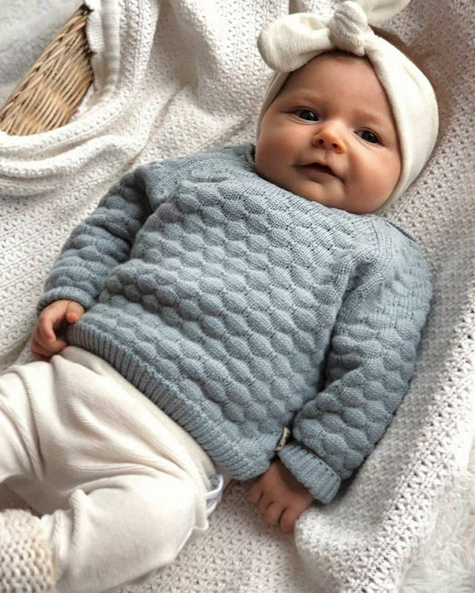 Knitted Sweater - Cotton - Misty Blue - Petit Filippe