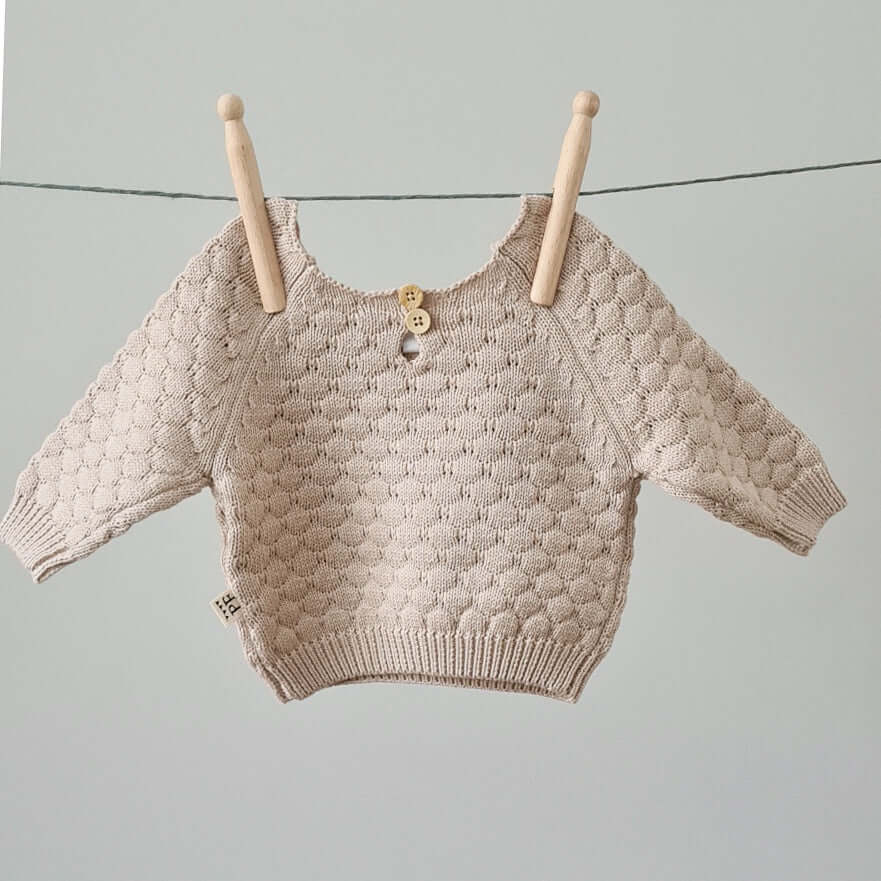 Knitted Sweater - Cotton - Oatmeal - Petit Filippe