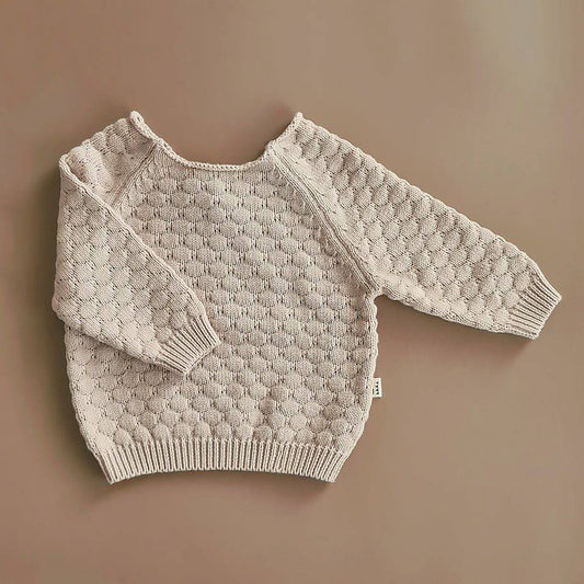 Knitted Sweater - Cotton - Oatmeal - Petit Filippe