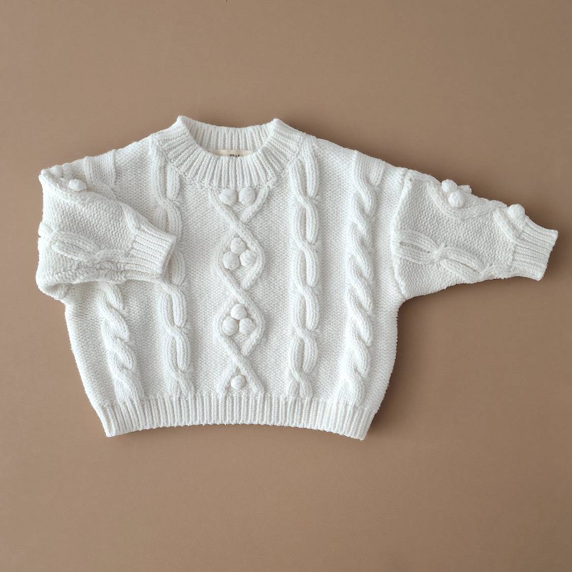 Oversized Cable Knit Sweater Cotton Ivory - Main Image