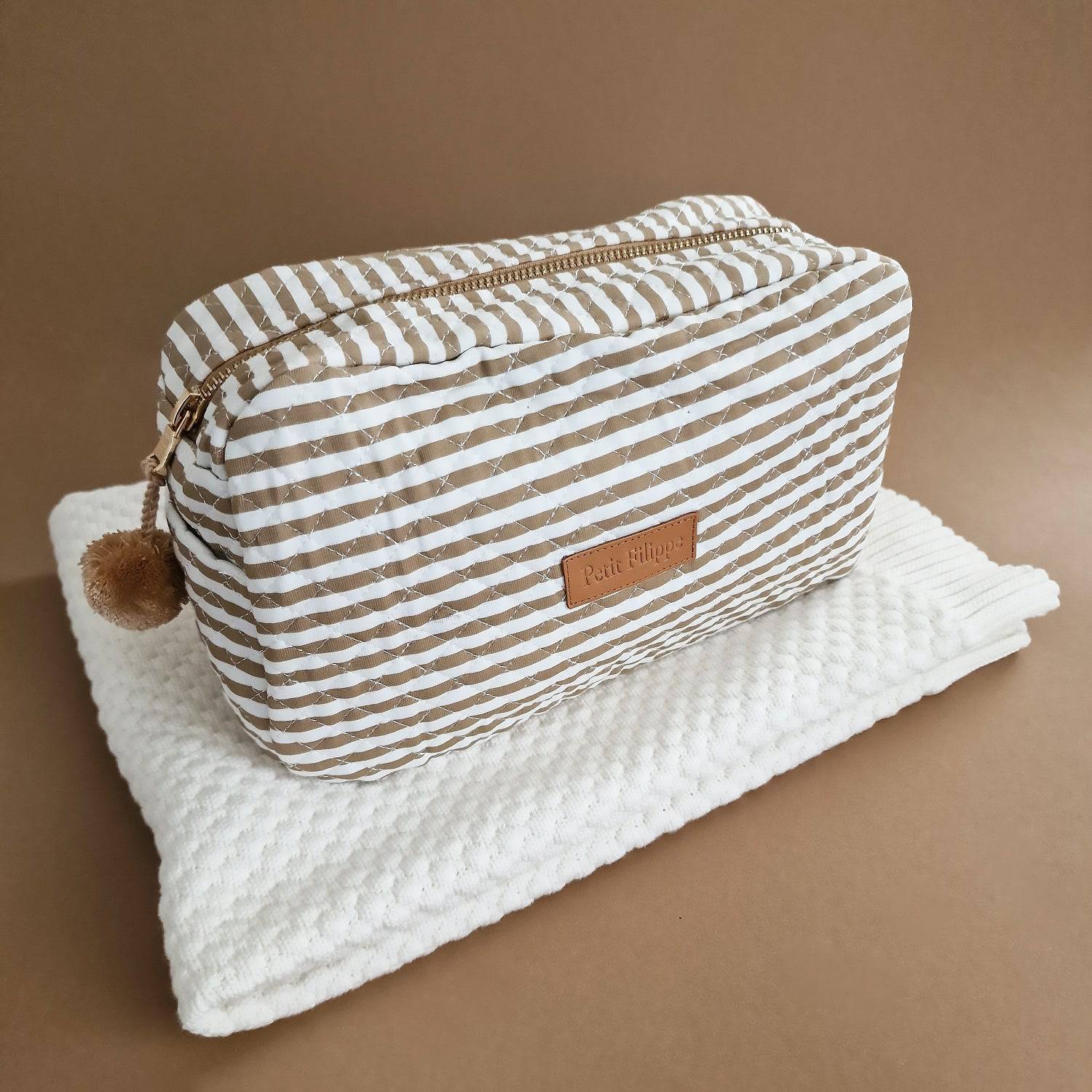 Quilted Toiletry Bag Striped – Petit Filippe - Main Image