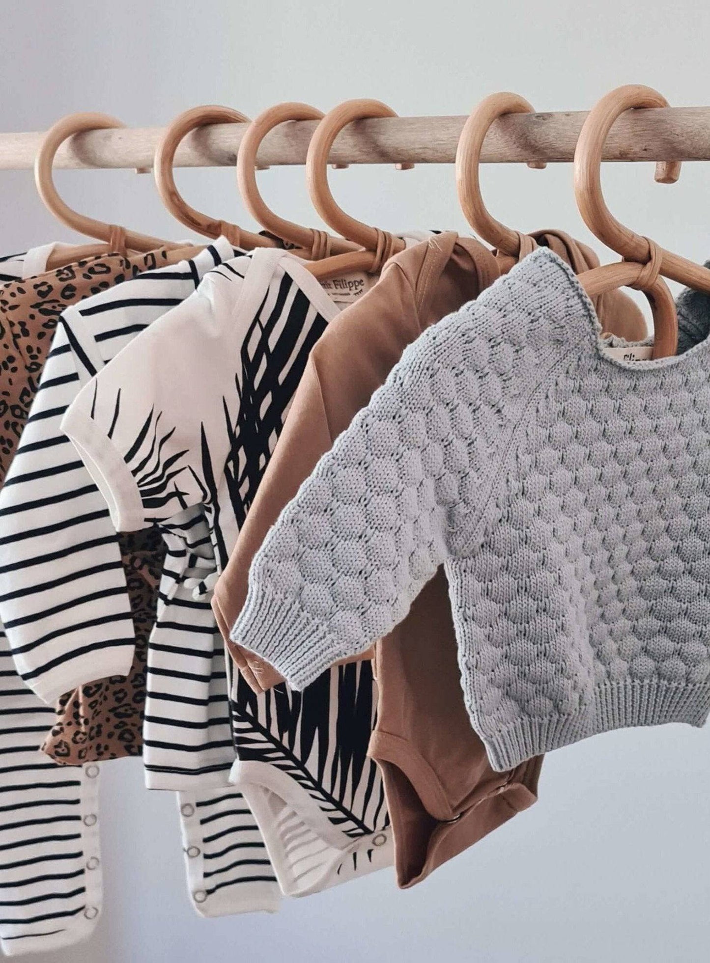 Rattan Baby Clothes Hangers - Set of 3 - Petit Filippe