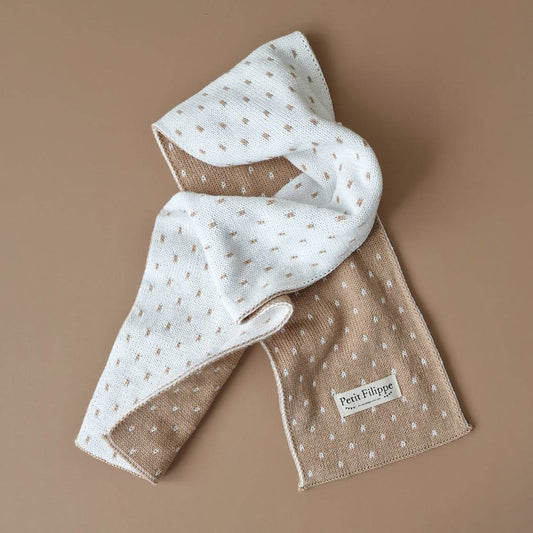 Knitted Scarf - Cotton - Beige Speckled - Petit Filippe