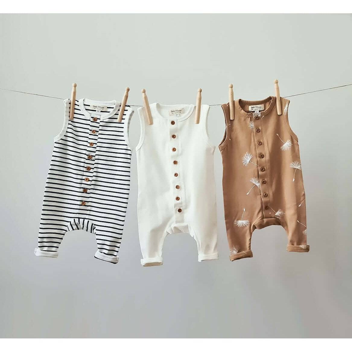 Sleeveless Playsuit - Baggy Style - Breton Stripes - Petit Filippe