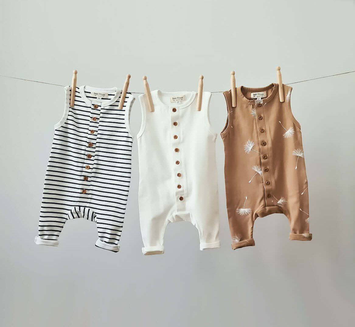 Sleeveless Playsuit - Baggy Style - Ivory - Petit Filippe