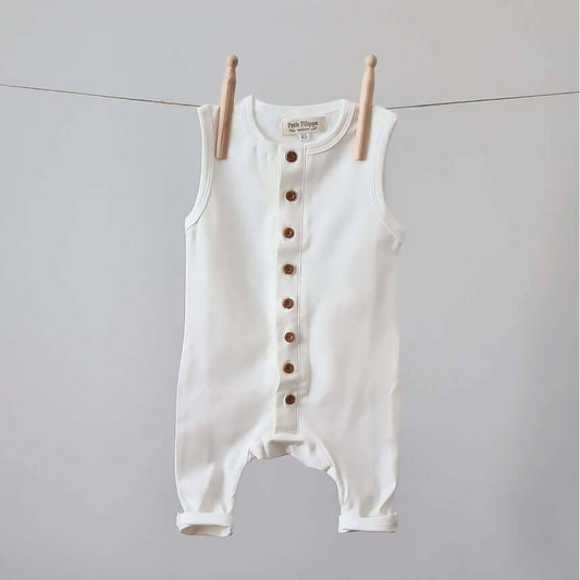 Sleeveless Playsuit - Baggy Style - Ivory - Petit Filippe