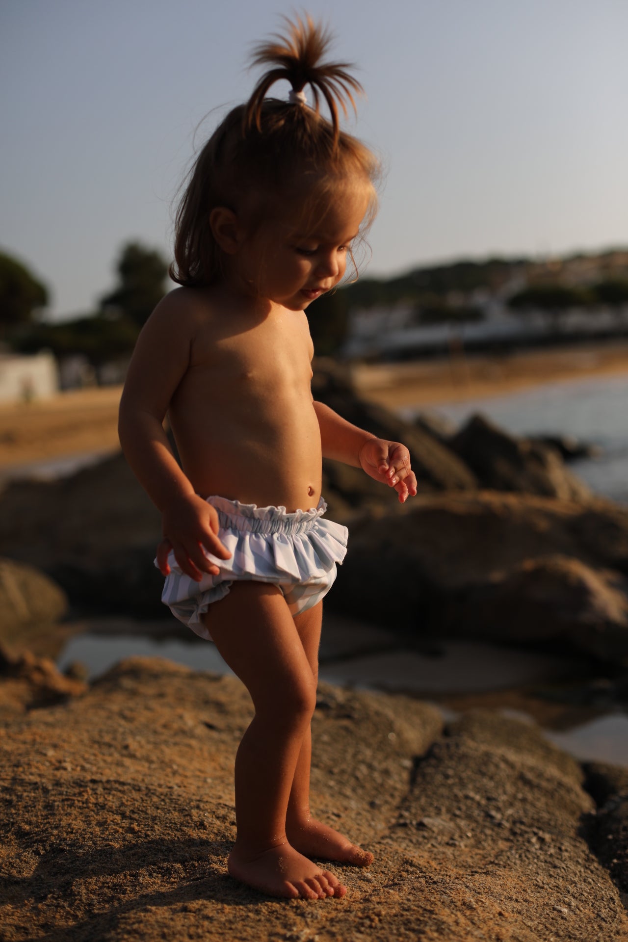 Baby Bikini Pants - UPF50+ - Misty Blue Stripes