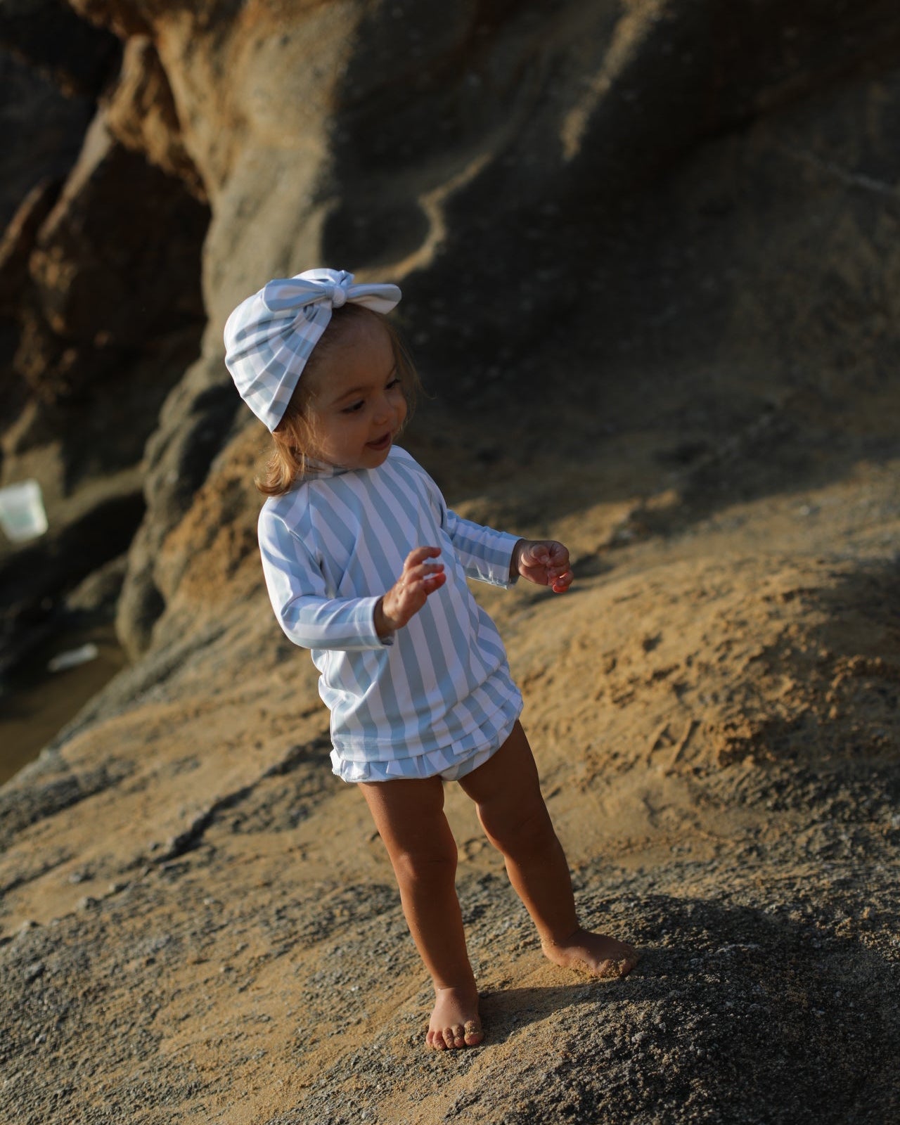 Baby Swim Turban - UPF50+ - Misty Blue Stripes