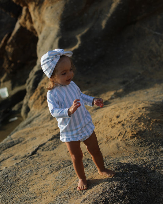 Baby Swim Turban - UPF50+ - Misty Blue Stripes