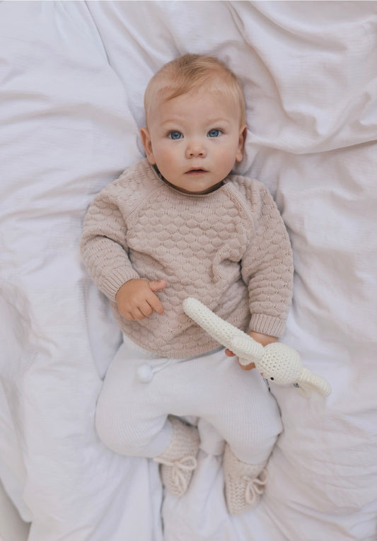 Knitted Sweater - Cotton - Oatmeal - Petit Filippe