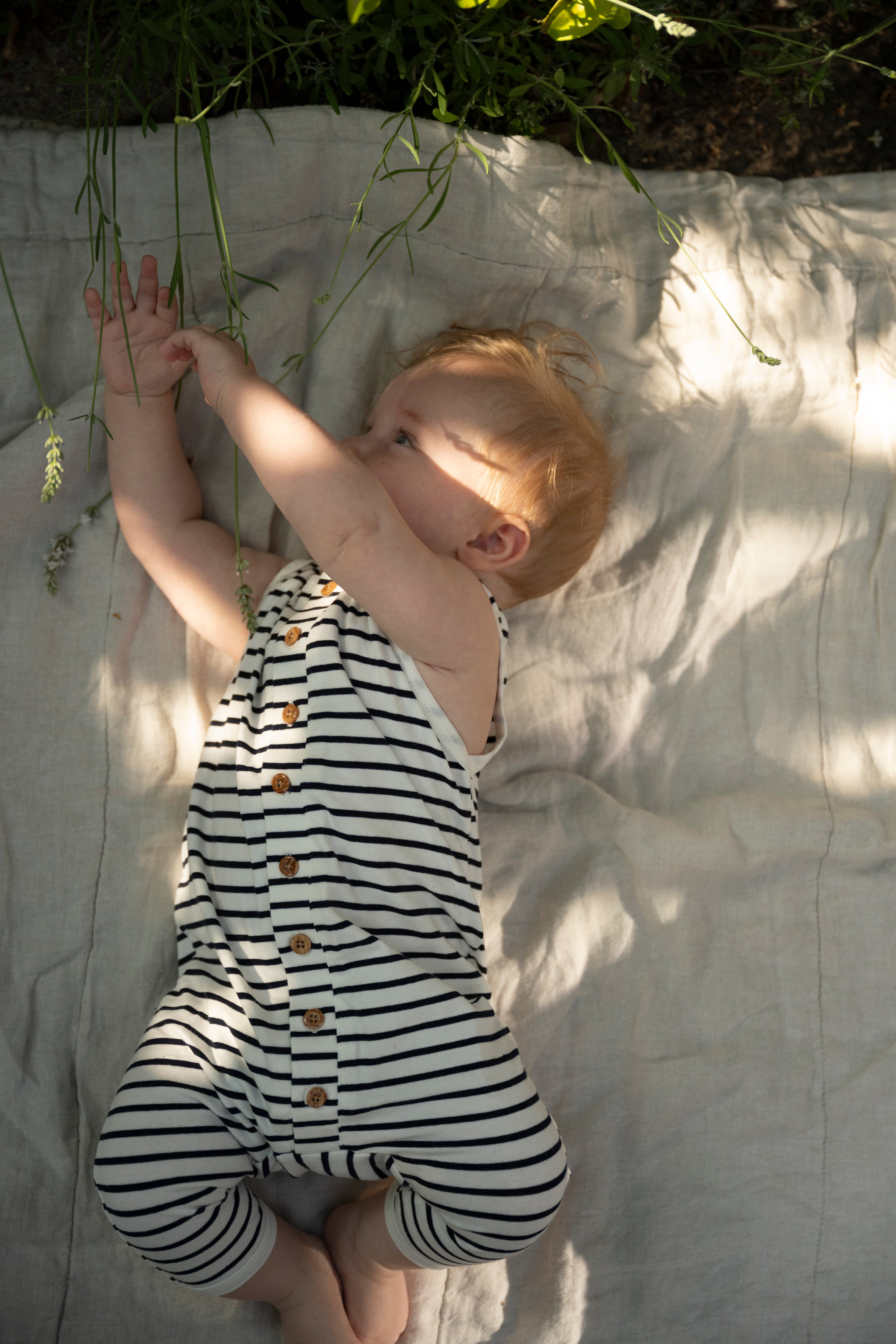 Sleeveless Playsuit - Baggy Style - Breton Stripes - Petit Filippe
