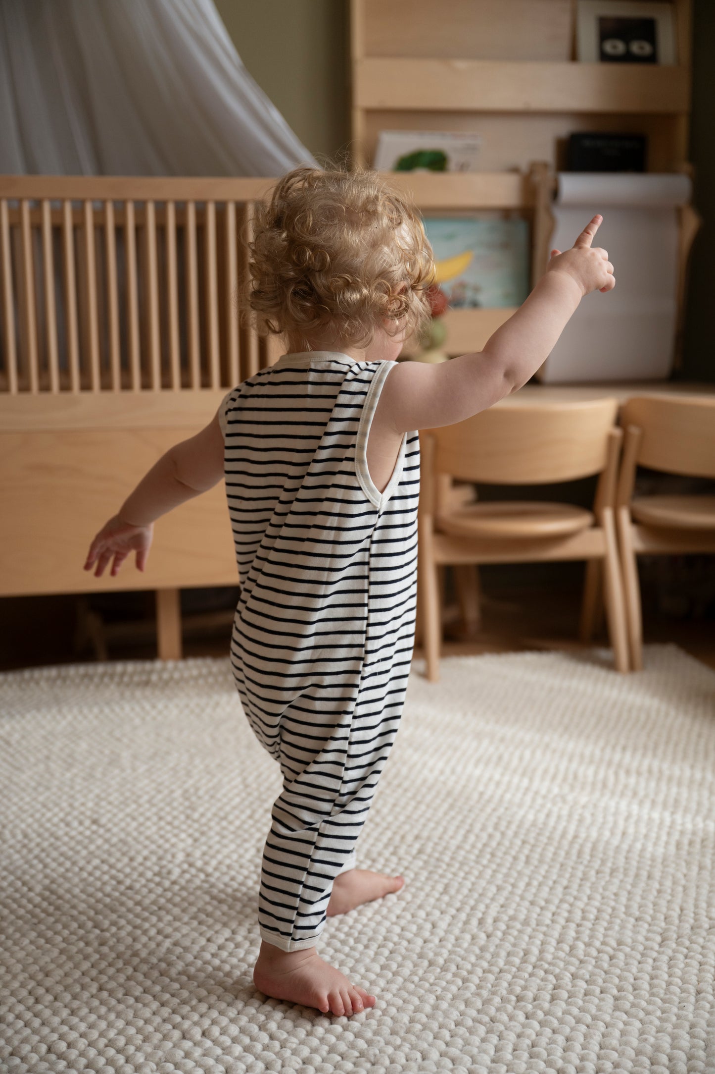 Sleeveless Playsuit - Baggy Style - Breton Stripes - Petit Filippe