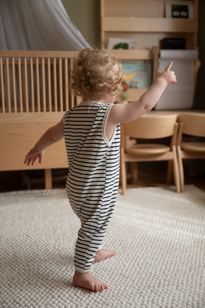 Sleeveless Playsuit - Baggy Style - Breton Stripes - Petit Filippe