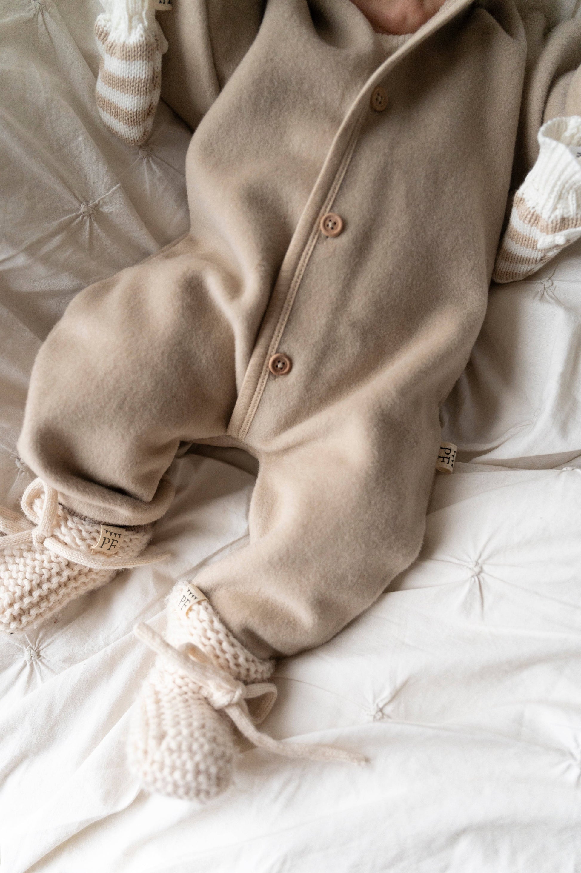 Merino Wool Fleece Overall Oatmeal XS 0-3 m